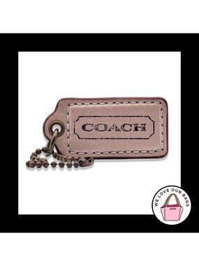 Limited Edition 2" COACH Pink Gold Leather Key Fob Bag Charm Keychain Hang Tag
